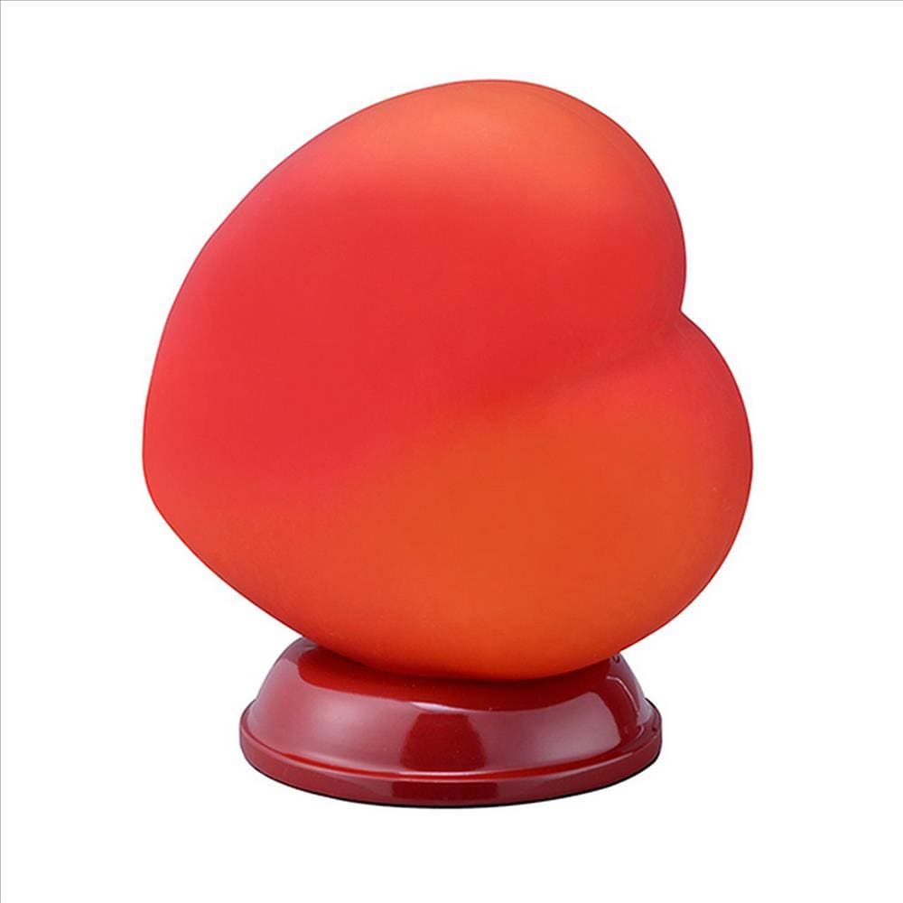 Table Lamp with Heart Shaped Glass Shade, Red By Casagear Home