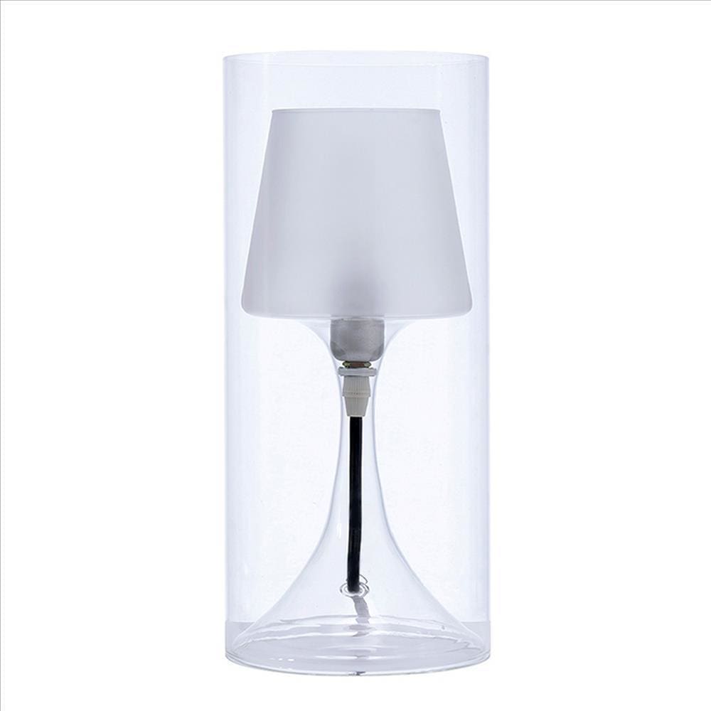 Table Lamp | Hurricane Style | Frosted Glass Shade | Clear