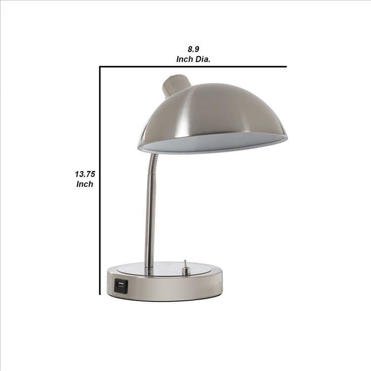 Desk Lamp with Adjustable Head and USB Port Brushed Nickel By Casagear Home BM240324
