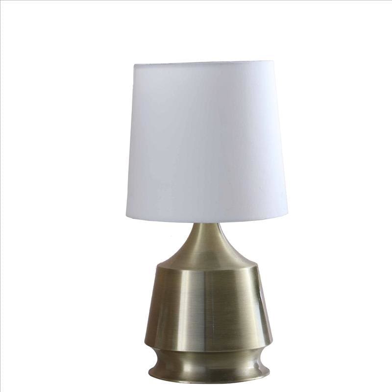 Table Lamp with Metal Bottle Shape Base, Antique Brass By Casagear Home