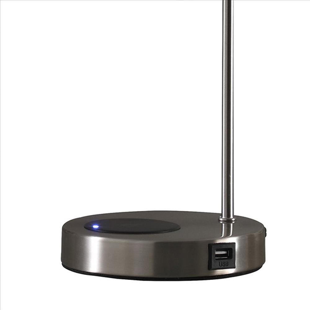 Table Lamp with Wireless Charging and USB Port Silver By Casagear Home BM240339