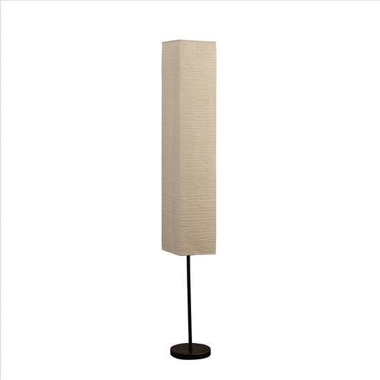 Floor Lamp | Linear Metal Base | Column Shade | Black