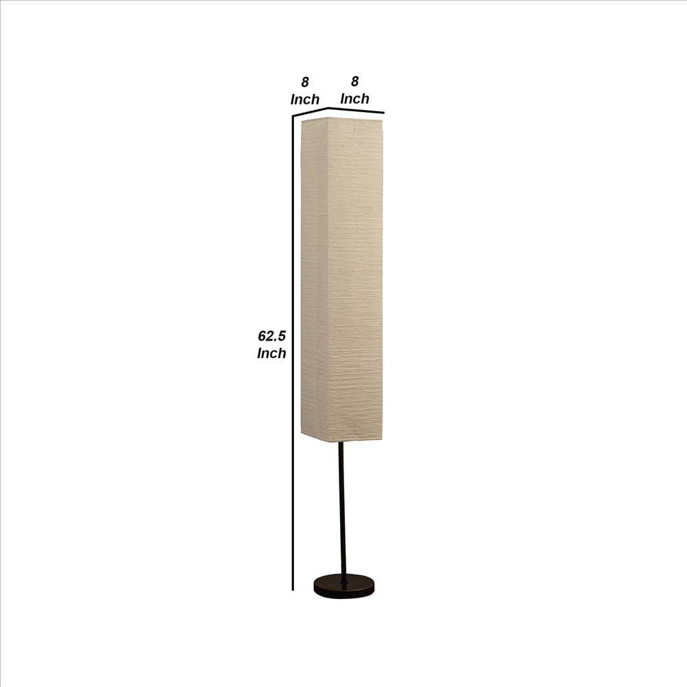 Floor Lamp with Linear Metal Base and Column Shade Black By Casagear Home BM240342