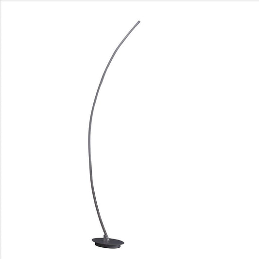 Floor LED Lamp with Metal Arched Design, Brushed Silver By Casagear Home