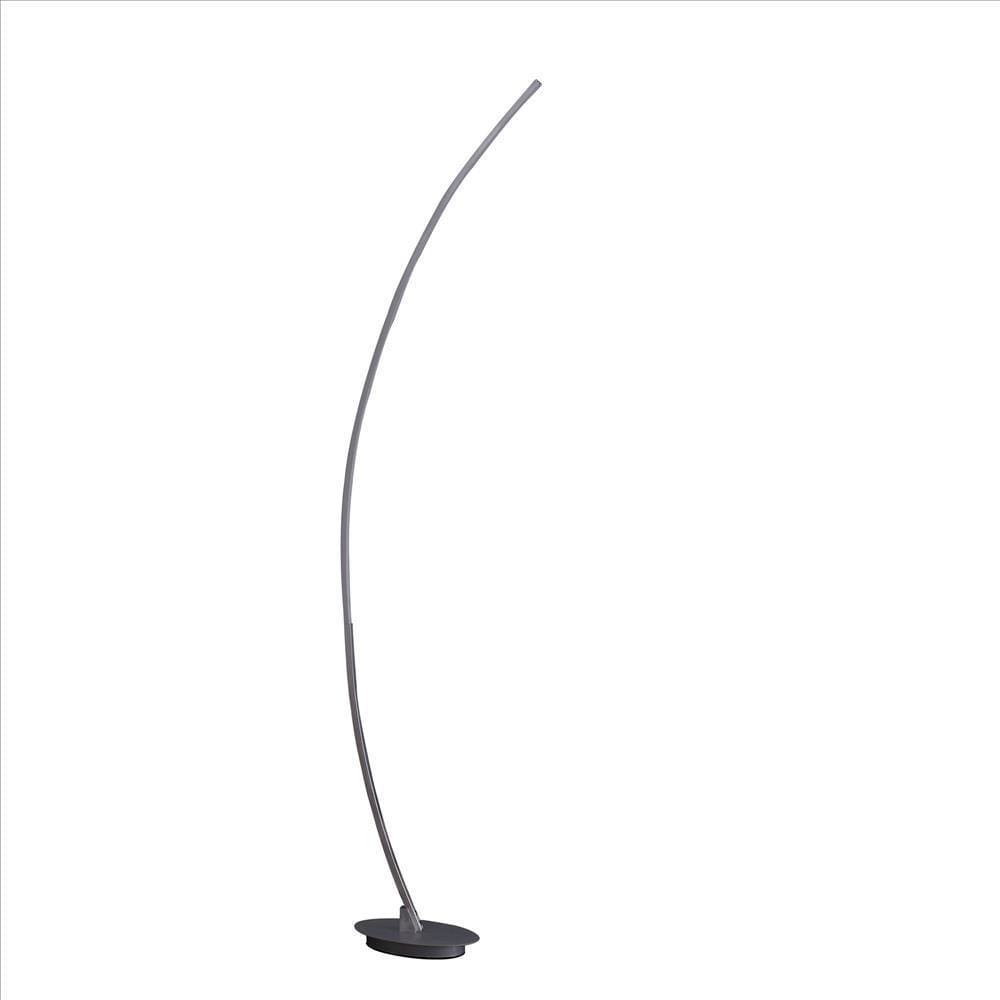 Floor Lamp | LED | Arched Metal Design | Brushed Silver