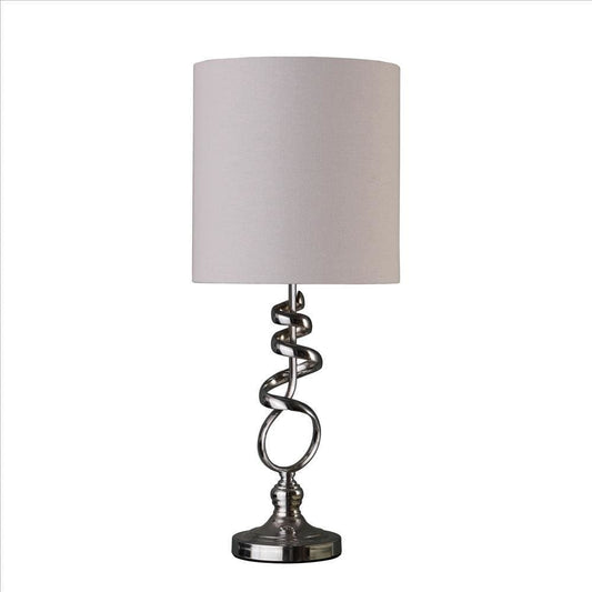 Table Lamp with Curved Abstract Metal Base, Silver By Casagear Home