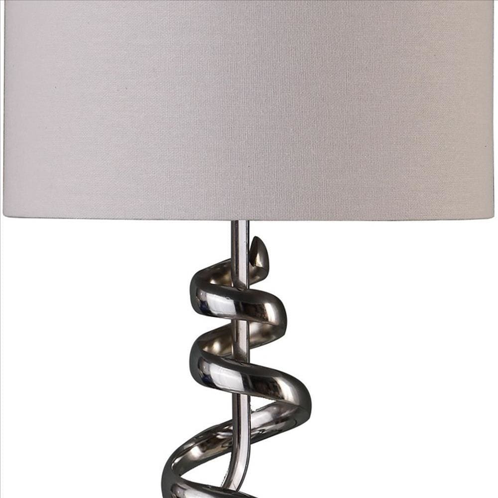 Table Lamp with Curved Abstract Metal Base Silver By Casagear Home BM240346