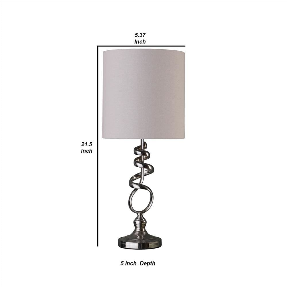 Table Lamp with Curved Abstract Metal Base Silver By Casagear Home BM240346
