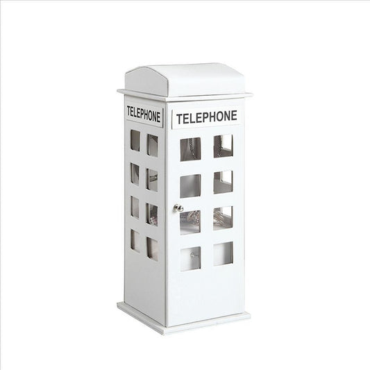 Telephone Booth Jewelry Box with 2 Drawers, White By Casagear Home