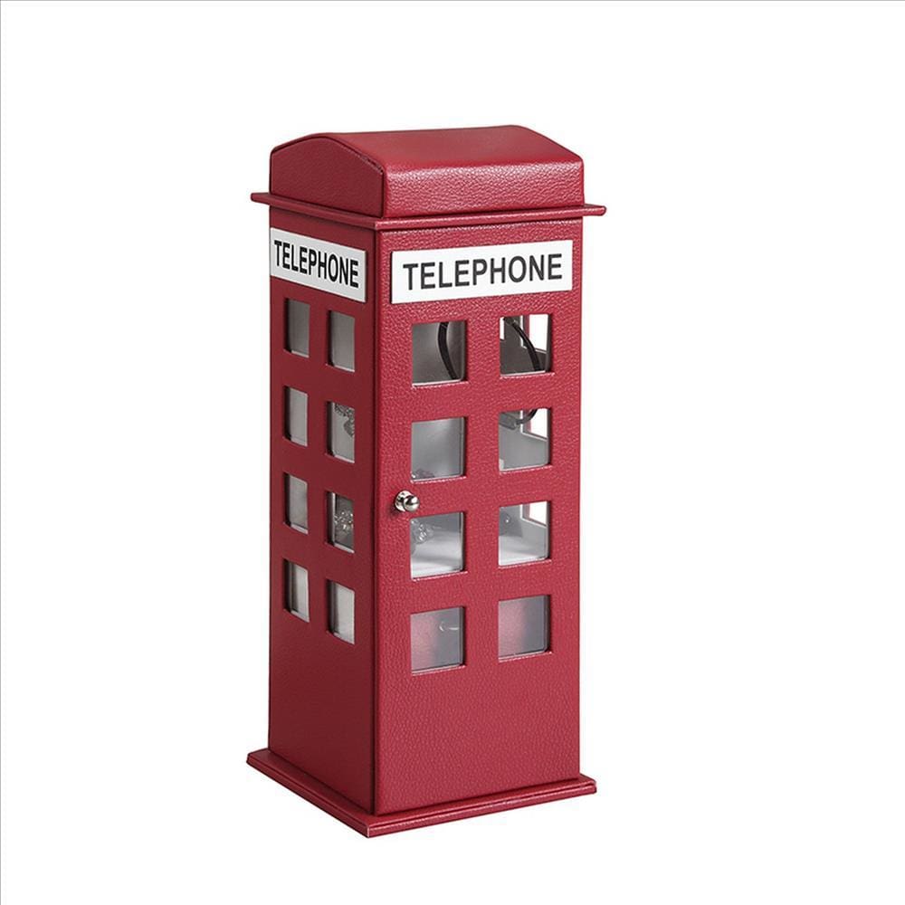 Jewelry Box | Telephone Booth | 2 Drawers | Burgundy Red