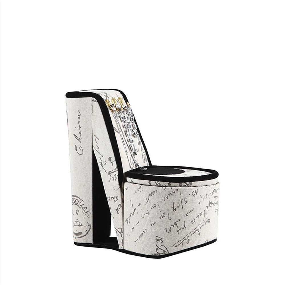 Jewelry Box | Script Shoe | 3 Hooks | Beige & Black