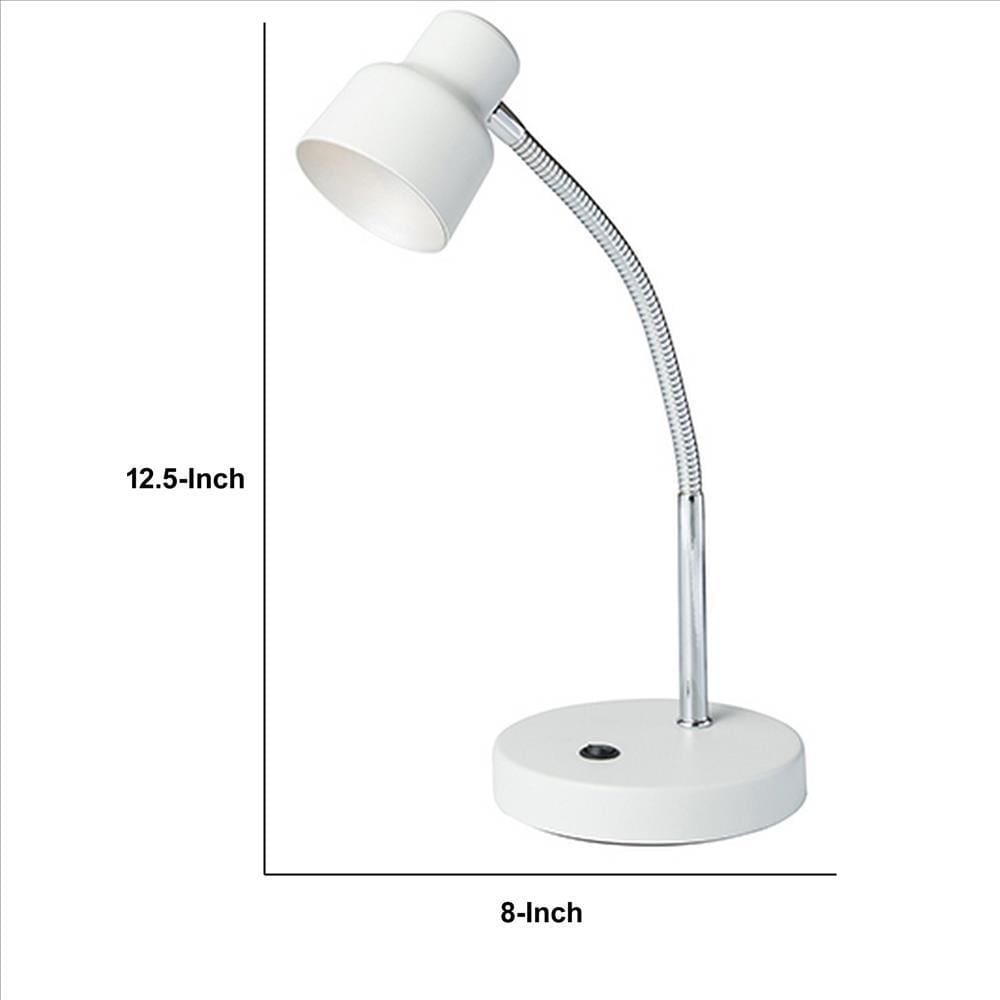 Table Lamp with Adjustable Goose Neck and Shade White By Casagear Home BM240380