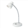 Table Lamp with Adjustable Goose Neck and Shade, White By Casagear Home