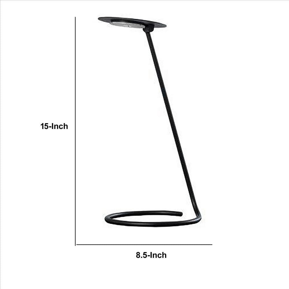 Desk Lamp with Pendulum Style and Flat Saucer Shade Black By Casagear Home BM240386