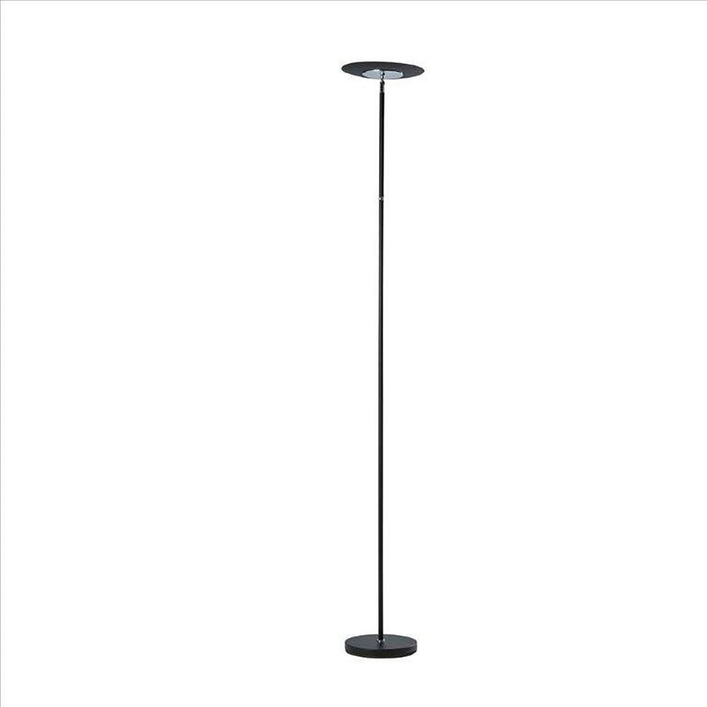Floor Lamp | Adjustable Torchiere Head | Sleek Metal Body | Black