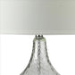 Table Lamp with Pot Bellied Glass Body Clear and White By Casagear Home BM240428