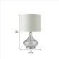 Table Lamp with Pot Bellied Glass Body Clear and White By Casagear Home BM240428