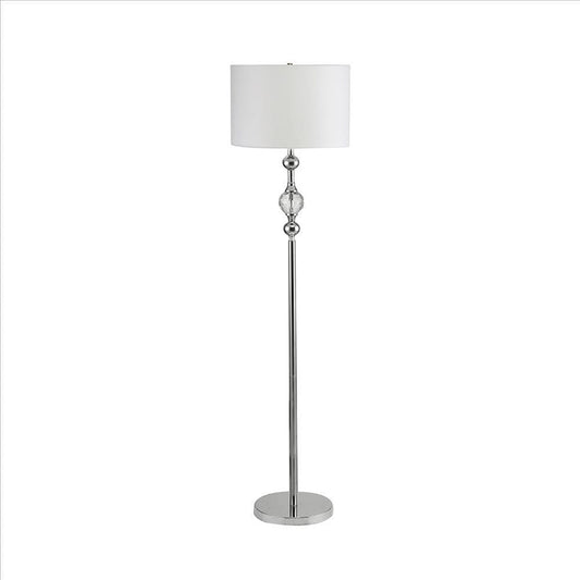 Floor Lamp | Metal Frame | Crystal Accent | White