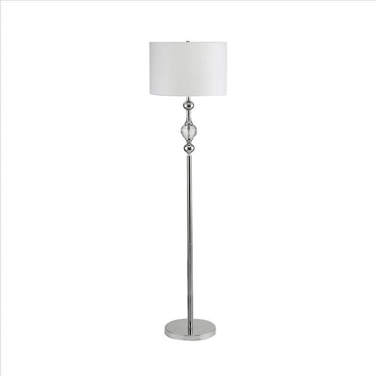 Floor Lamp with Metal Frame and Crystal Accent, White By Casagear Home