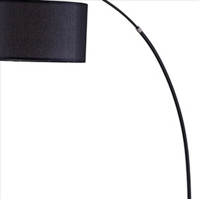 Floor Lamp with Curved Metal Frame and Drum Shade Black By Casagear Home BM240434