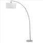 Floor Lamp with Curved Metal Frame and Drum Shade, Silver By Casagear Home
