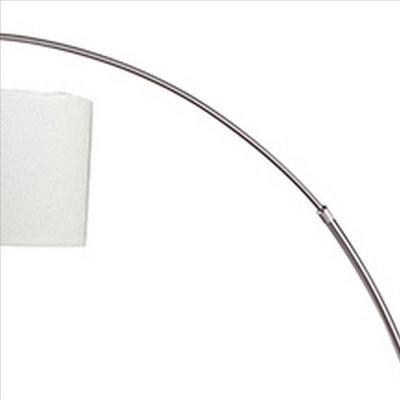 Floor Lamp with Curved Metal Frame and Drum Shade Silver By Casagear Home BM240435