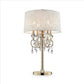 Table Lamp with Crystal Accent and Baroque Printed Shade, Gold By Casagear Home