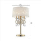 Table Lamp with Crystal Accent and Baroque Printed Shade Gold By Casagear Home BM240437