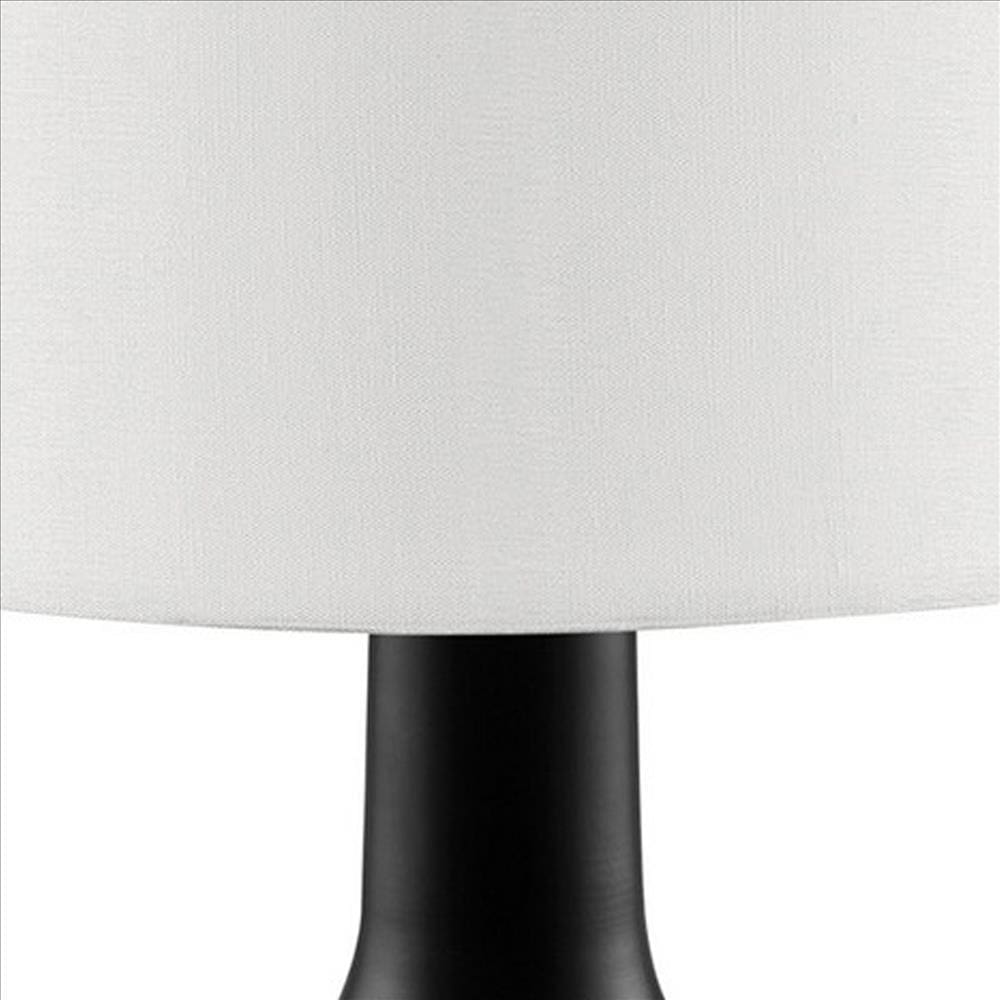 Table Lamp with Teardrop Metal Base and Fabric Shade Black By Casagear Home BM240453