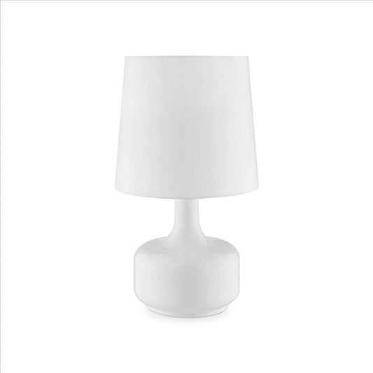 Table Lamp with Teardrop Metal Base and Fabric Shade, White By Casagear Home