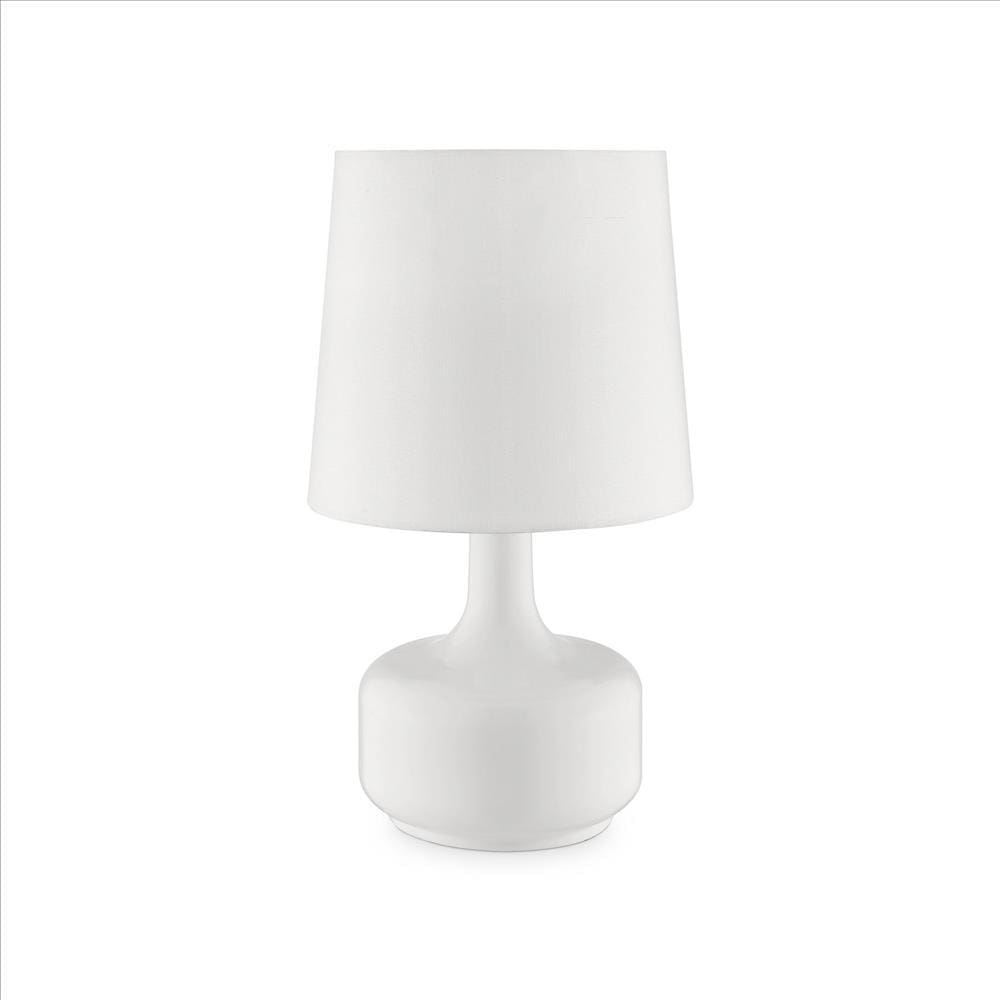 Table Lamp | Teardrop Metal Base | Fabric Shade | White