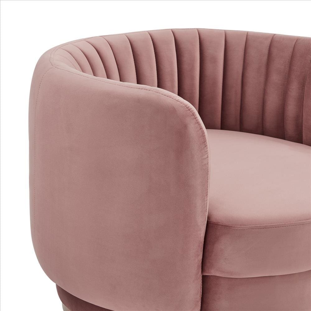 Contemporary Style Swivel Chair with Vertical Tufted Channels Purple By Casagear Home BM240696