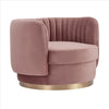 Contemporary Style Swivel Chair with Vertical Tufted Channels, Purple By Casagear Home