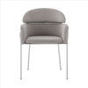 Curved Metal Dining Chair with Sleek Tubular Legs Set of 2,Gray and Silver By Casagear Home BM240715