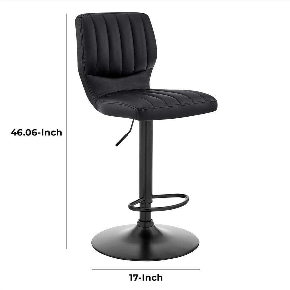 21 Inch Metal and Leatherette Swivel Bar Stool Black By Casagear Home BM240739