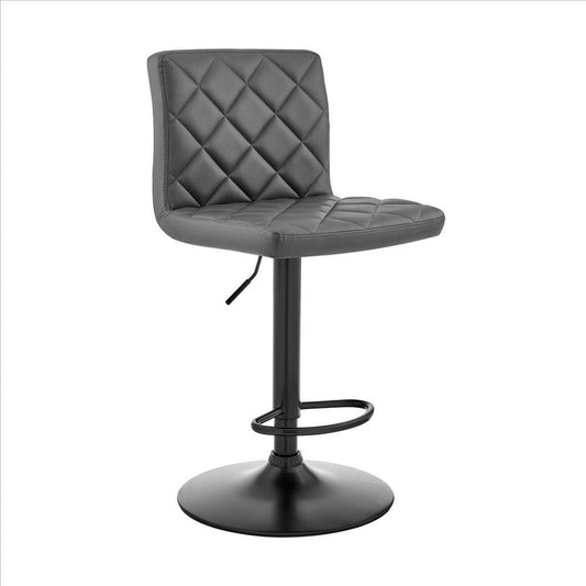 20 Inch Metal and Leatherette Swivel Bar Stool, Black and Gray By Casagear Home
