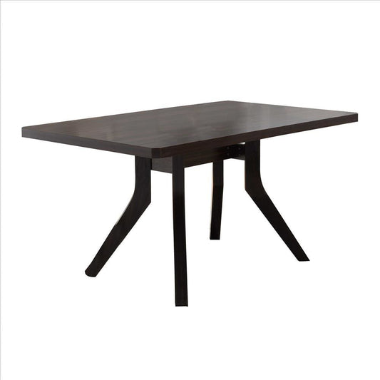 Dining Table with Wooden Top and Angled Legs, Brown By Casagear Home