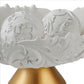 Bowl with Baroque Scroll Design with 2 Spheres White By Casagear Home BM240863