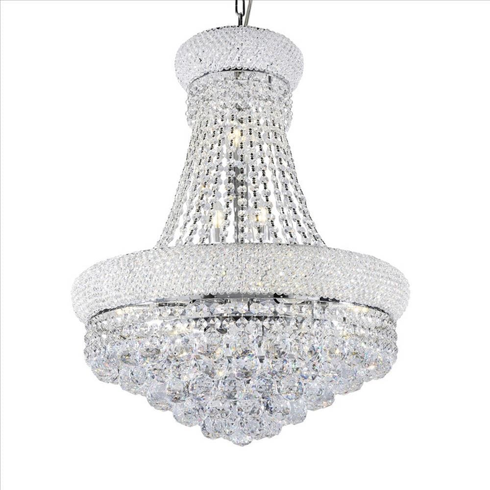 Crystal Ceiling Lamp with Chandelier Design Body, Clear By Casagear Home