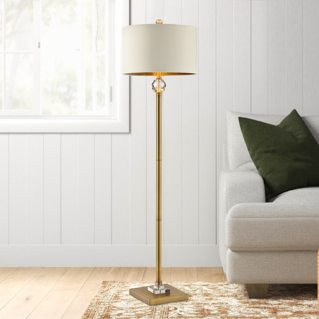 Floor Lamp | Crystal Orb | Metal Stalk Support | Gold