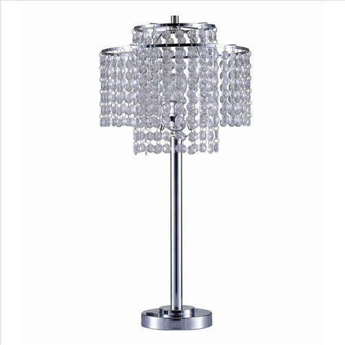 Table Lamp | Hanging Acrylic Beads | USB Plugin | Silver