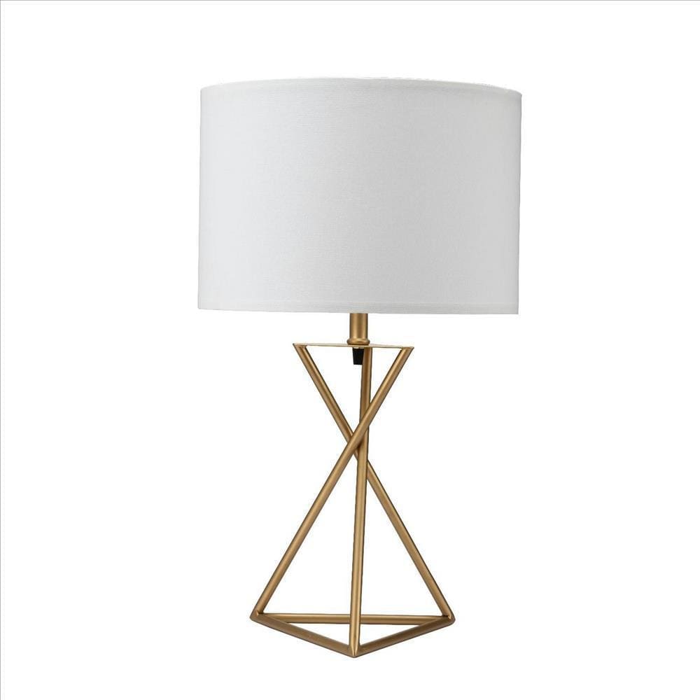 Metal Tripod Legs Table Lamp with Rotary Switch, Gold By Casagear Home