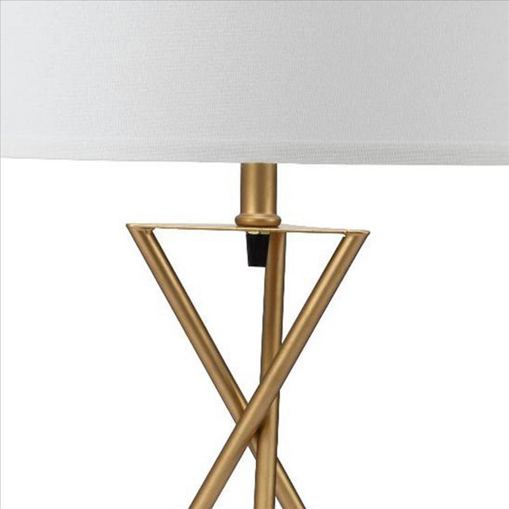 Metal Tripod Legs Table Lamp with Rotary Switch Gold By Casagear Home BM240895