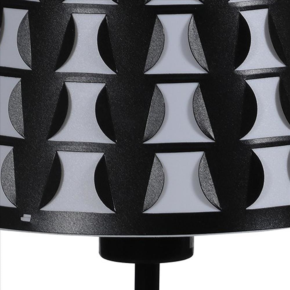 Plastic Shade Metal Table Lamp with Open Clover Base Black By Casagear Home BM240899
