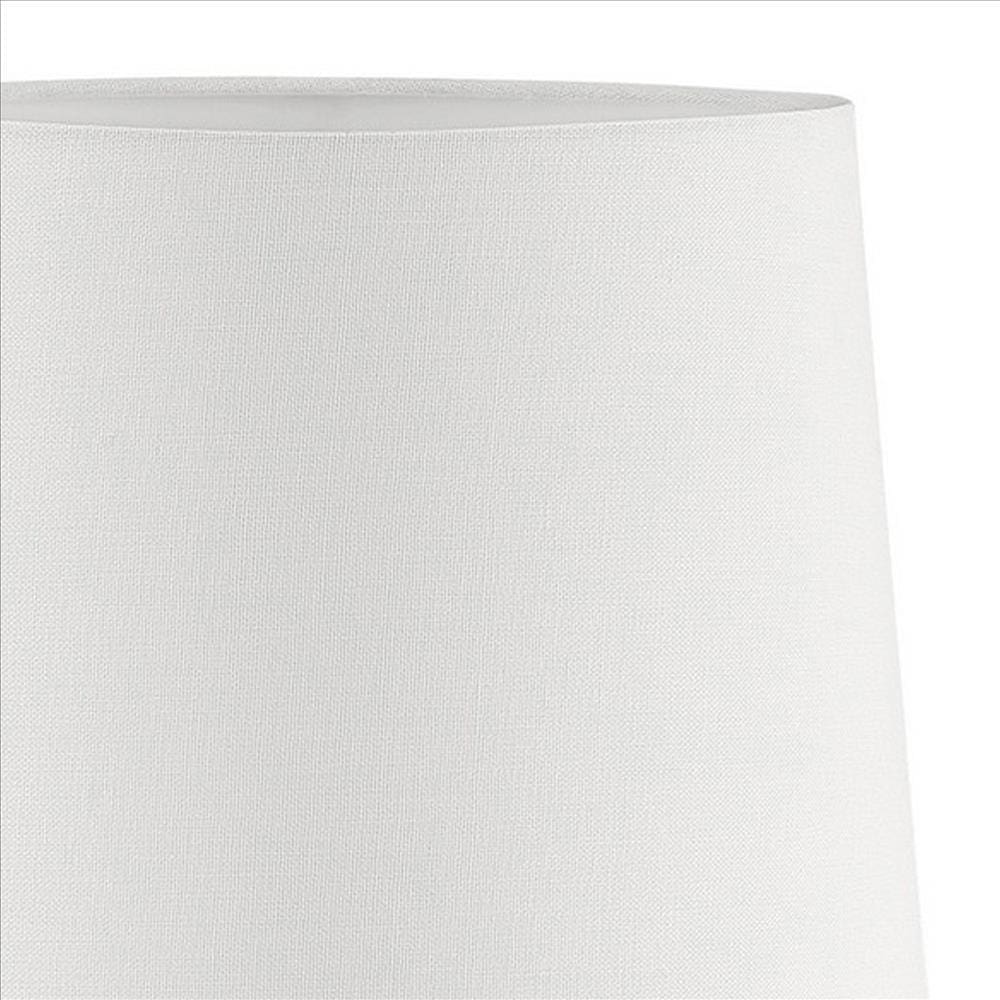 Pot Bellied Shape Metal Table Lamp with 3 Way Switch White By Casagear Home BM240905