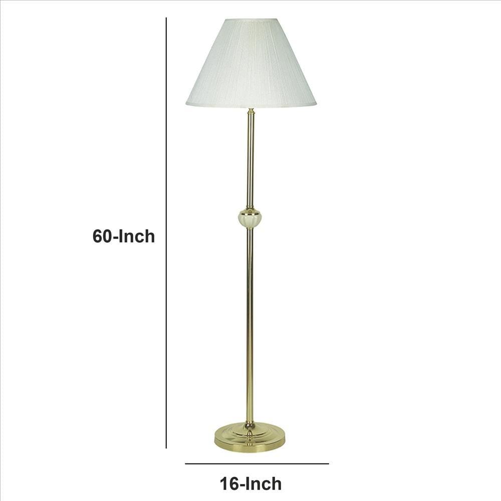 Stalk Design Metal Floor Lamp with Fabric Pleated Shade Cream By Casagear Home BM240907