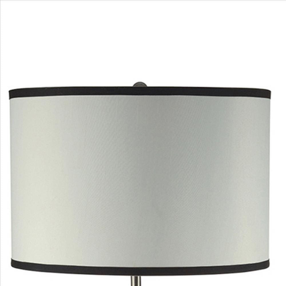 Table Lamp with Curved Tubular Body and Round Base Silver By Casagear Home BM240916