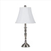 Table Lamp | Turned Tubular Metal Body | Empire Shade | Silver
