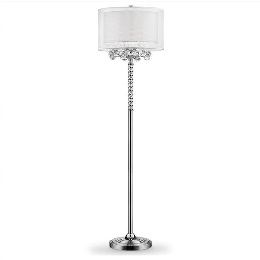 Twisted Crystal Accent Floor Lamp with Dual Fabric Shade, Clear By Casagear Home