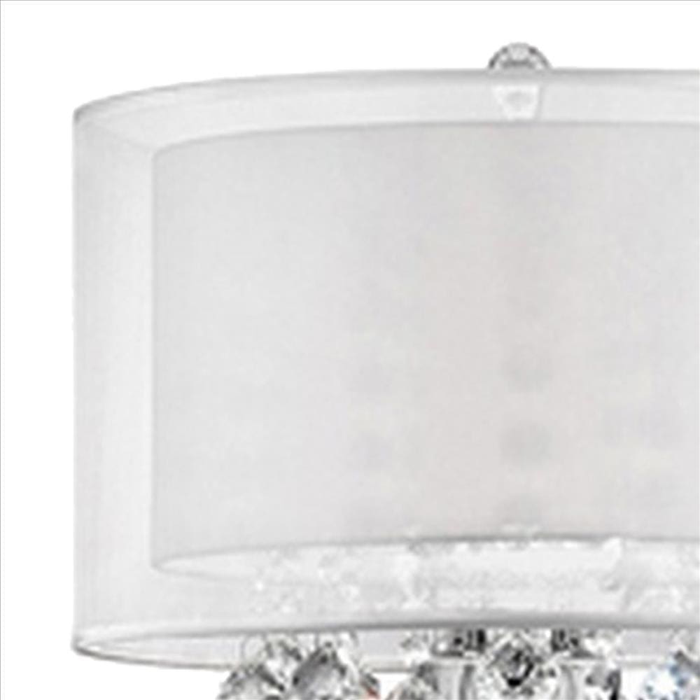 Twisted Crystal Accent Floor Lamp with Dual Fabric Shade Clear By Casagear Home BM240937